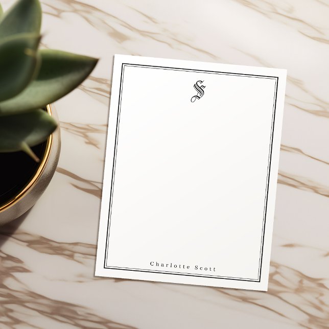 Klassisk elegance monogram personlig Stationery Anteckningskort (Classic elegance monogram personalized Stationery Note Card)