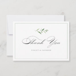Klassisk Elegance Script Enkel Greenery Tack Kort