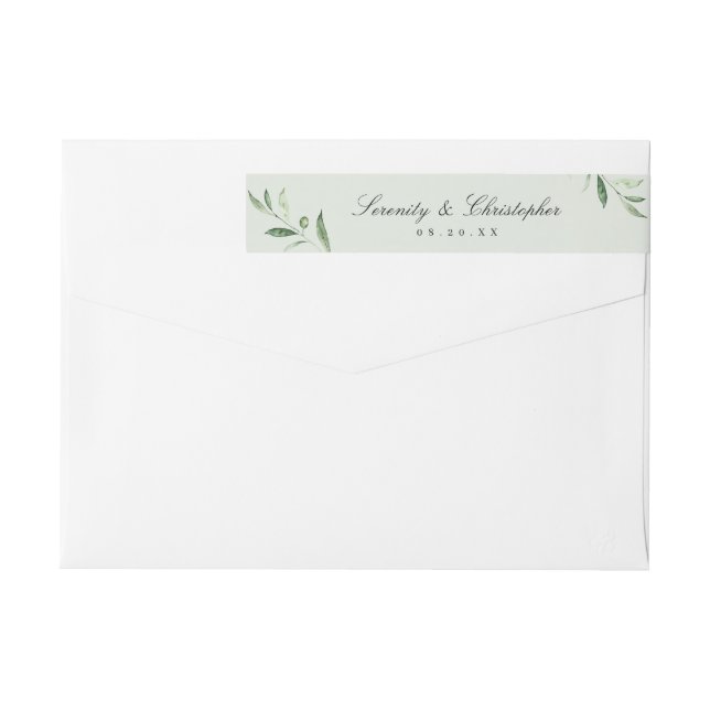 Klassisk Elegance Script Greenery-returadress Etikettband (Baksidan)