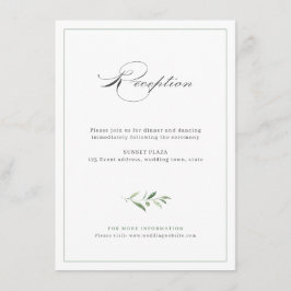 Klassisk elegance Script Greenery Wedding Receptio Tilläggskort