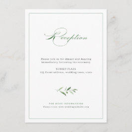 Klassisk elegance Script Greenery Wedding Receptio Tilläggskort
