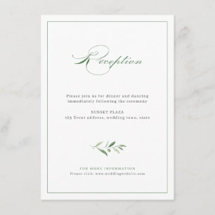 Klassisk elegance Script Greenery Wedding Receptio Tilläggskort