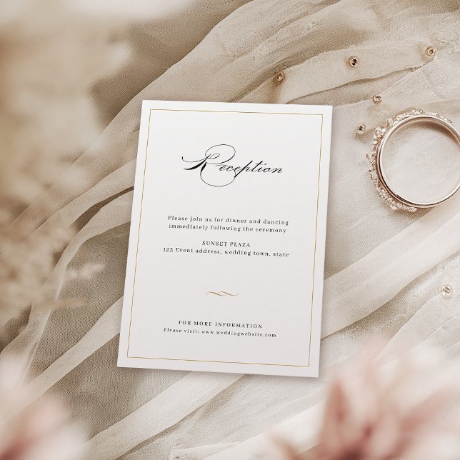 Klassisk elegance Script Greenery Wedding Receptio Tilläggskort (Classic Elegance Script Greenery Wedding Reception Enclosure Card)