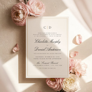 Klassisk Elegance Script Minimal Monogram Bröllop Inbjudningar