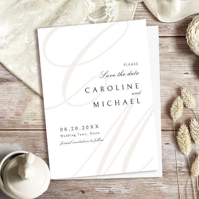 Klassisk Elegance Script Monogram sparar datumet Spara Datumet (Classic Elegance Script Monogram Save The Date)