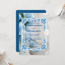 Klassisk Elegance Script-monogramblomma bröllop Inbjudningar