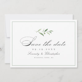 Klassisk Elegance Script Simple Greenery Spara D Datumet