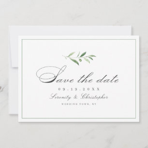 Klassisk Elegance Script Simple Greenery Spara D Datumet