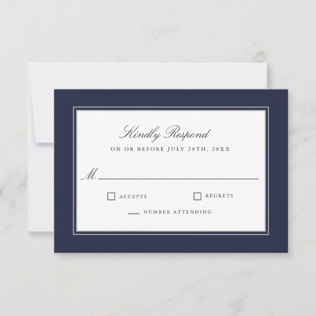 Klassisk elegance Simple Navy Bröllop OSA (Framsida)