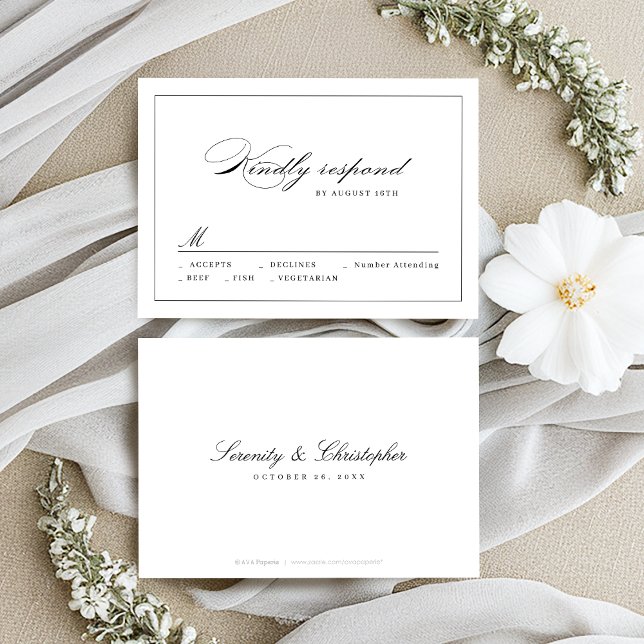 Klassisk Elegance-skript - enkel bröllop OSA Kort (Classic Elegance Script Simple wedding RSVP)