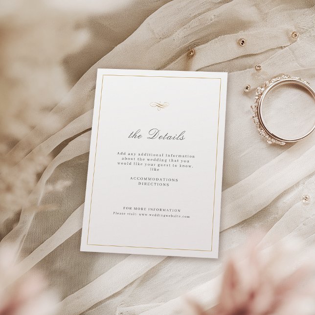 Klassisk Elegance-skript - Enkel information om Br Tilläggskort (Classic Elegance Script Simple Wedding Details Enclosure Card)