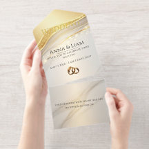 Klassisk Elegans Guld Bröllopsinbjudan