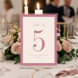 Klassisk Elegans Rosa Bröllops Bord Nummer Kort