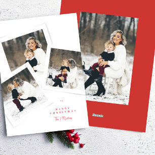klassisk elegant 4fotokollage röd god jul julkort