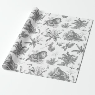 Klassisk Elegant Animals i Wilderness Grått Toile Presentpapper