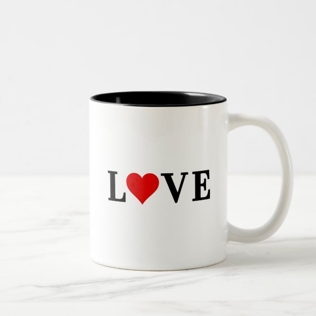 Klassisk Elegant av KÄRLEK Heart-typ, minimalistis Två-Tonad Mugg (Höger)