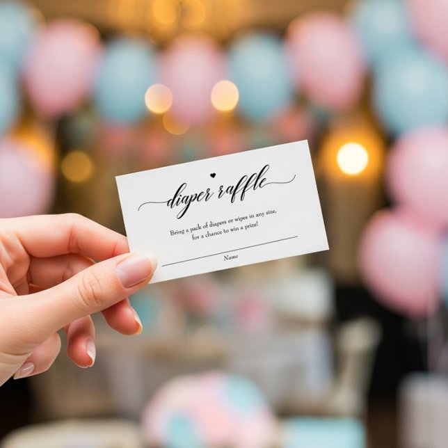 Klassisk Elegant Baby Shower Diaper Raffle Biljett Anteckningskort (Skapare uppladdad)