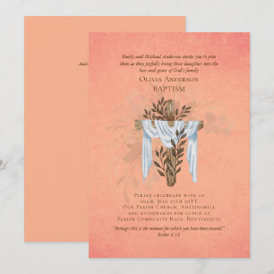 Klassisk Elegant BAPTISM Inbjudan Coral