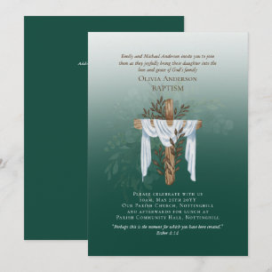 Klassisk Elegant BAPTISM Inbjudan Emerald Grönt