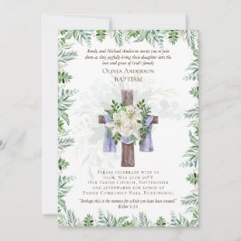 Klassisk Elegant BAPTISM Inbjudan Greenery Lilys