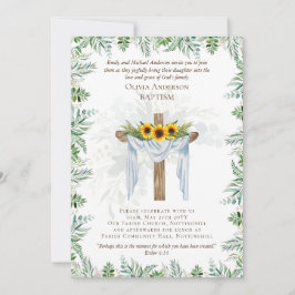 Klassisk Elegant BAPTISM Inbjudan Greenery Sunwers