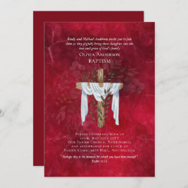 Klassisk Elegant BAPTISM Inbjudan Ruby Red