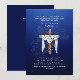 Klassisk Elegant BAPTISM Inbjudan Sapphire Blue
