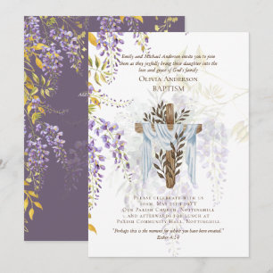 Klassisk Elegant BAPTISM Inbjudan Wisteria Lila