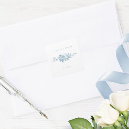 Klassisk Elegant blå och vit Blommigt Fyrkantigt Klistermärke