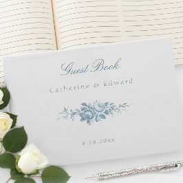 Klassisk Elegant blå och vit Blommigt Gästböcker
