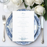 Klassisk Elegant blå och vit Blommigt Meny<br><div class="desc">Den tidlösa utformningen av blå och vit blommigt återspeglar kärlek i den gamla världskaran,  klassiska stil och underskattad elegans. Denna vackra svit har ett enkelt ro-prydnadsämne kompletterat med en sömlös blommigt-leksak mönster.</div>
