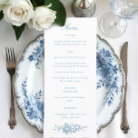 Klassisk Elegant Blå och vit Blommigt Toile Meny<br><div class="desc">Den tidlösa utformningen av blå och vit blommigt återspeglar kärlek i den gamla världskaran,  klassiska stil och underskattad elegans. Denna vackra svit har ett enkelt ro-prydnadsämne kompletterat med en sömlös blommigt-leksak mönster.</div>