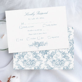Klassisk Elegant Blå och vit Blommigt Toile OSA Kort