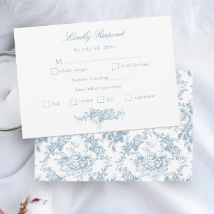 Klassisk Elegant Blå och vit Blommigt Toile OSA Kort