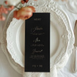 Klassisk Elegant Black Guld Calligraphy Bröllop Meny<br><div class="desc">del av en samling *ej verklig folie</div>
