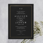 Klassisk Elegant Black och Guld Bröllop Inbjudningar<br><div class="desc">Denna klassiska inbjudan till Guld-bröllop i Elegant är enkel och mångsidig. Den har en vit och svart chic med ett monogram,  skriptdetaljer,  enkel guld ram och formell redigerbar text. Klicka på knappen Redigera om du vill anpassa designen.</div>