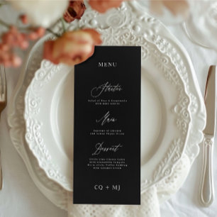 Klassisk Elegant Black White Calligraphy Bröllop Meny