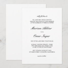 Klassisk Elegant Black & White Islamic Bröllop Inbjudningar