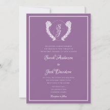 Klassisk Elegant Blommigt Monogram Lavender Bröllo