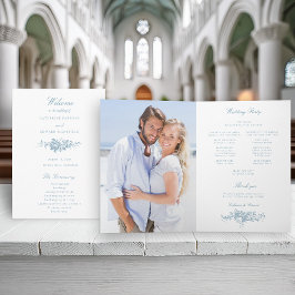 Klassisk Elegant Blue and White Blommigt Program