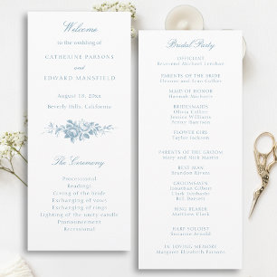 Klassisk Elegant Blue and White Blommigt Program