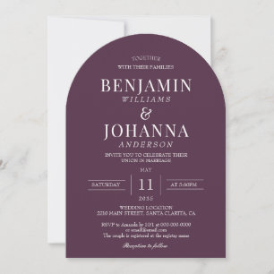 Klassisk Elegant Bordeaux Färgad Bröllop Arch Inbjudningar