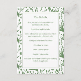 Klassisk Elegant botaniker i Sage Grönt Bröllop Tilläggskort