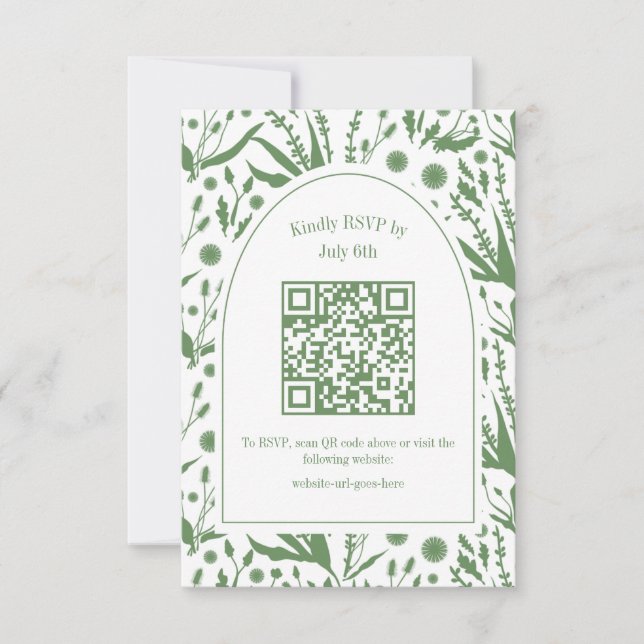 Klassisk Elegant botaniker i Sage Grönt QR kod OSA Kort (Framsida)