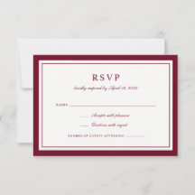 Klassisk Elegant Burgunder Ram Bröllop RSVP