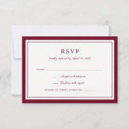 Klassisk Elegant Burgunder Ram Bröllop RSVP Inbjudningar