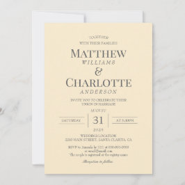 Klassisk Elegant Butter Gult Bröllop Inbjudningar