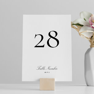 Klassisk Elegant Calligraphy Black & White Bröllop Bordsnummer