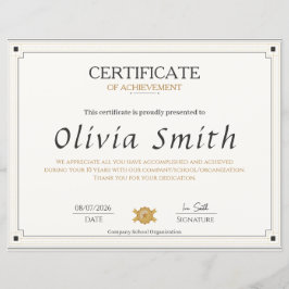 Klassisk Elegant Certifikat för Prestation Design