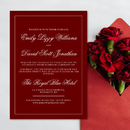 Klassisk Elegant Crimson Red Minimal Calligraphy Inbjudningar